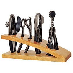 Набор аксессуаров для бара Kamille 5 предметов на деревянной подставке