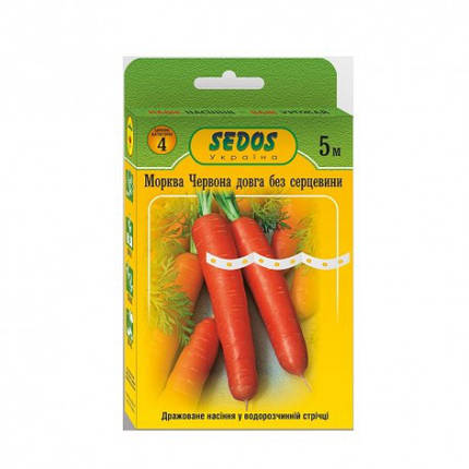 Насіння на стрічці морква Червона довга без серцевини 5м ТМ SEDOS, фото 2