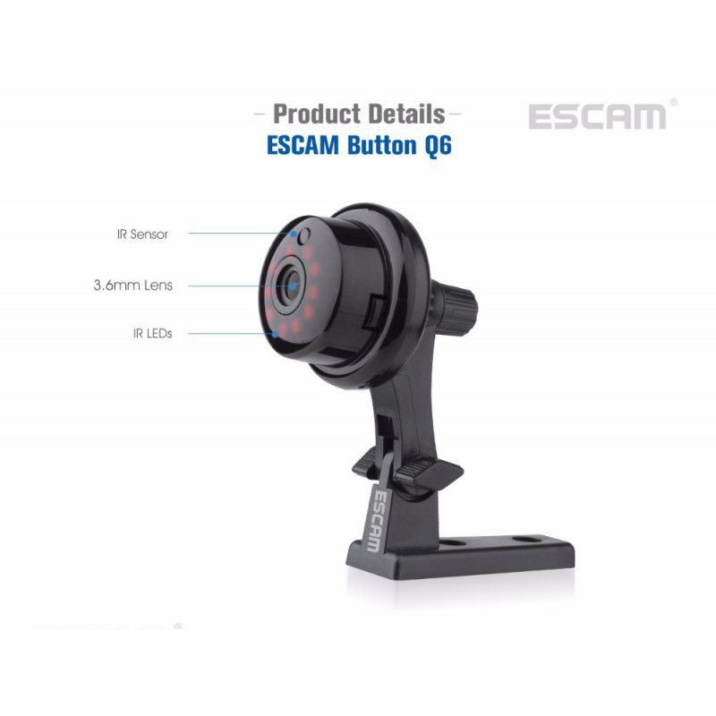 Мініатюрна Камера IP Escam Button Q6 720p