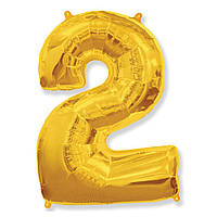 Фольгована цифра шар 2 Золота 35 см