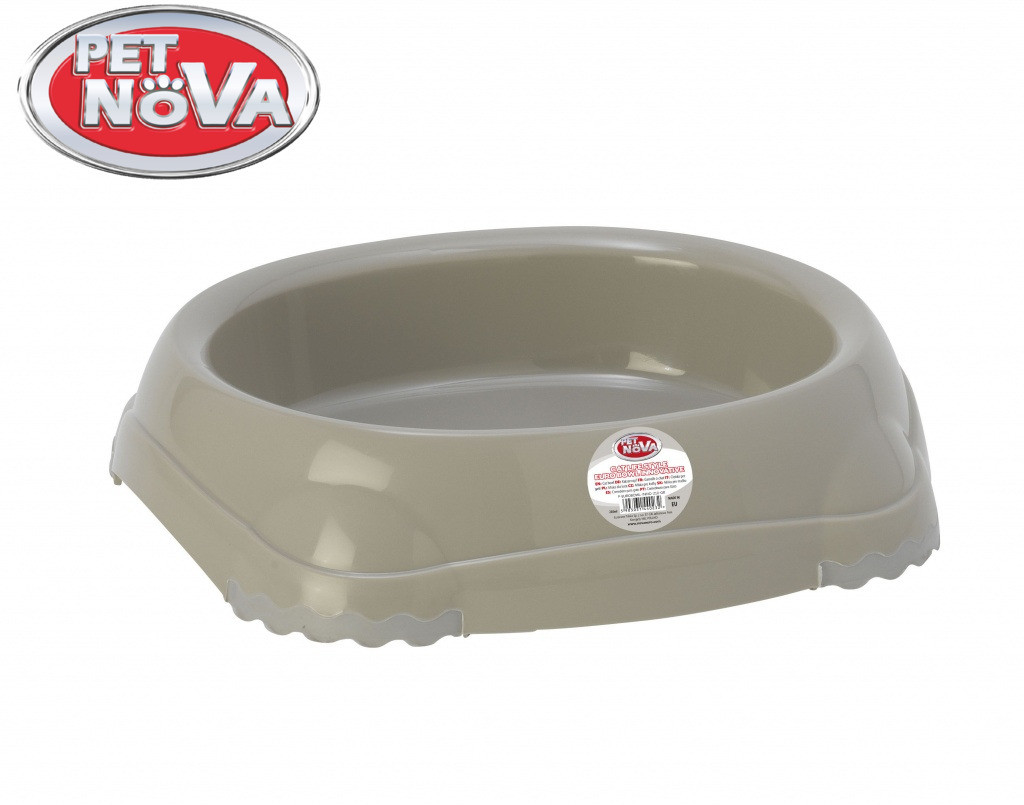 Миска для котів овальна Pet Nova 210 ml сірий