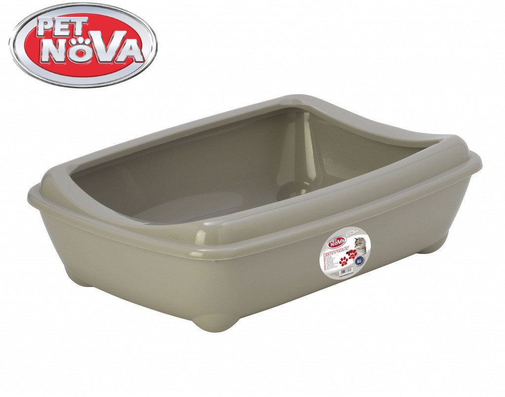 Туалет для котів з бортиком Pet Nova KittyTray 57 см сірий