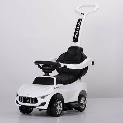 Дитяча каталка-толокар 3в1 Біла (M 3594L-1) з м'яким сидінням, фото 1