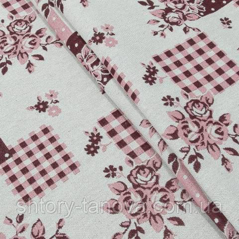 Тканина Гобелен, горох і клітина, фото 1