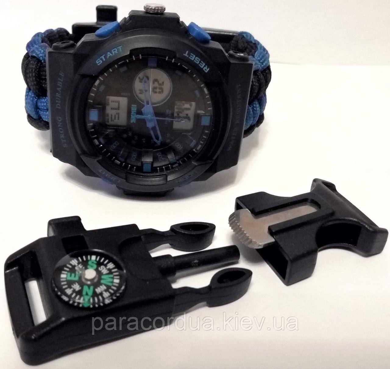 Часы " SKMEI " Водонепроницаемые и браслет выживания из паркорда 5 в 1