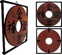 Подвесной декор в китайском стиле (подставка под горячее), керамика и металл