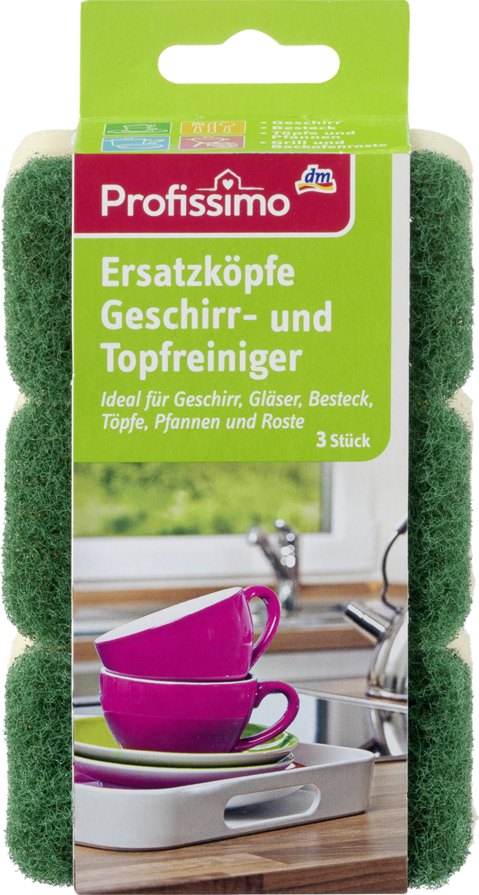 Запасні мочалки для губки з держаком Profissimo Geschirr- und Topfschwamme, 3 шт.