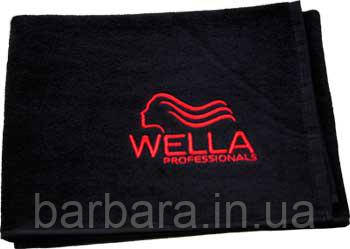РУШНИК ЧОРНЕ З ЛОГОТИПОМ WELLA 50Х100 СМ, фото 1