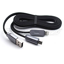 Кабель 2в1 USB to Lightning + micro USB, плоский прогумований кабель, 1 м, фото 2