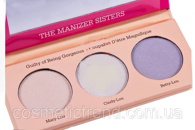 The Manizer Sisters Makeup Highlighter набір хайлайтерів для обличчя й тіла 3х1 6760-01, фото 3