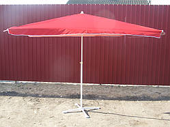 Торгова вулична прямокутна парасолька 3/4 червоного кольору без хрестовини