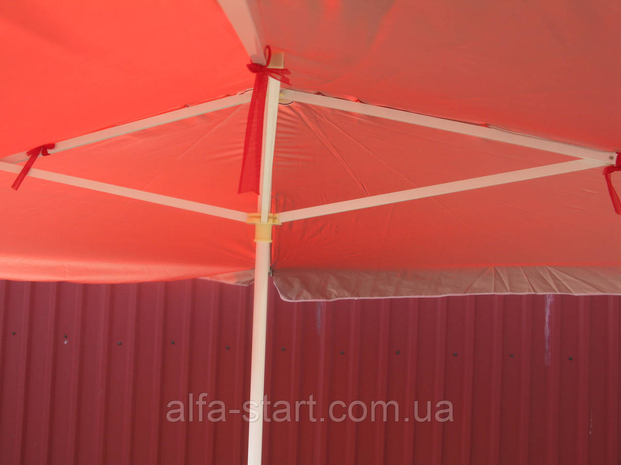 Торговый уличный прямоугольный зонт 3/4 красного цвета с ножкой - фото 3 - id-p49099778