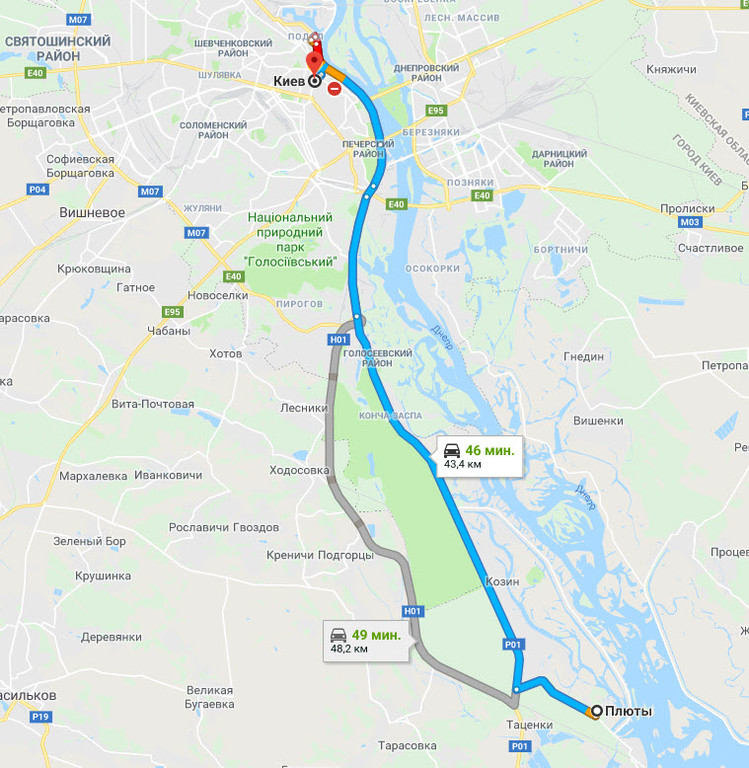 Плюты → Киев
