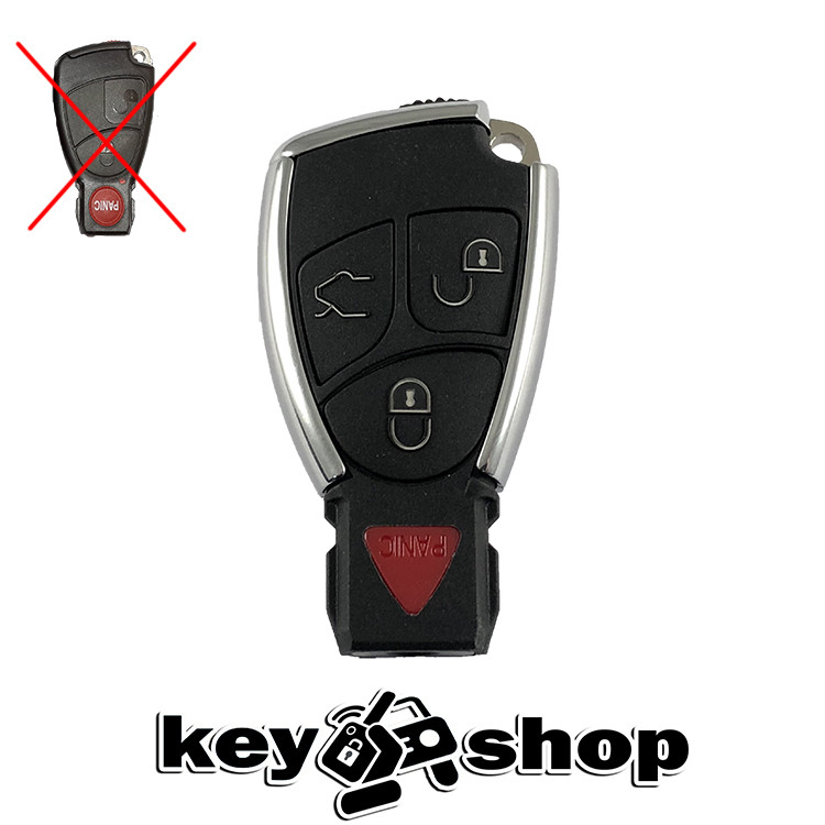 Ключ Mercedes (корпус Мерседес) 3 + 1 кнопки, под переделку (со старой рыбы) - фото 1 - id-p659849437