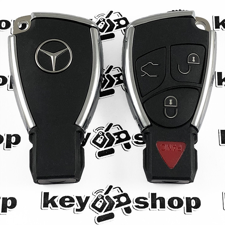 Ключ Mercedes (корпус Мерседес) 3 + 1 кнопки, под переделку (со старой рыбы) - фото 2 - id-p659849437