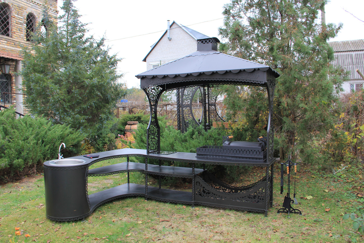 Мангальний зона з кутовим столом "Тамерлан" (для установки на відкриту поверхню) максимальна комплектація