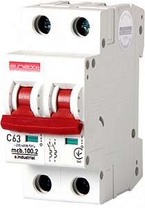 Модульний автоматичний вимикач e.industrial.mcb.100.2.C63 2 р 63А 10кА C, фото 1