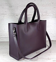 78 Натуральна шкіра, Сумка жіноча баклажанова (фіолетова) ультраматова Сумка жіноча шкіряна фіолетова, фото 2