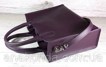 78 Натуральна шкіра, Сумка жіноча баклажанова (фіолетова) ультраматова Сумка жіноча шкіряна фіолетова, фото 3