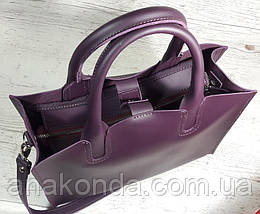 78 Натуральна шкіра, Сумка жіноча баклажанова (фіолетова) ультраматова Сумка жіноча шкіряна фіолетова, фото 4