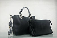 Сумка женская кожаная черная классическая 2 в 1 сумка + клатч