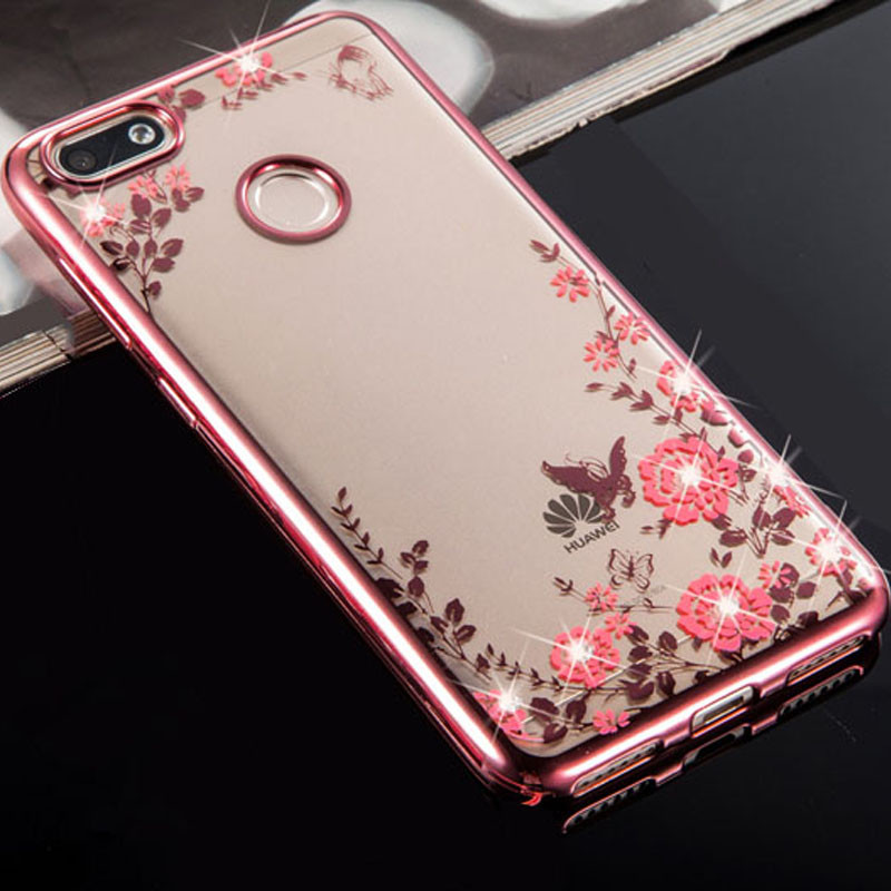 TPU чохол Rose зі стразами для Honor 7x (2 кольори)