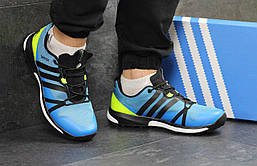 Чоловічі кросівки Adidas Terrex Boost (сині з салатовим), ТОП-репліка