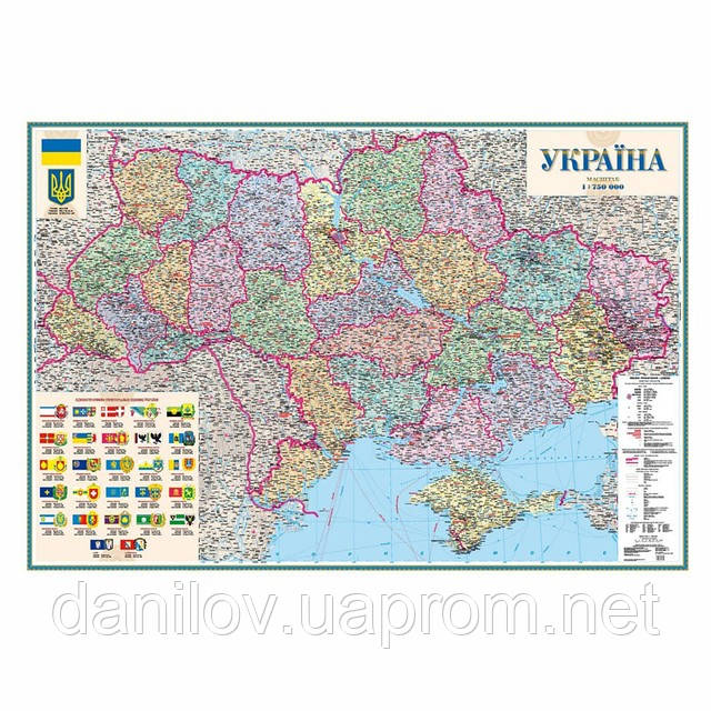 Карта України політико-адміністративна в багеті