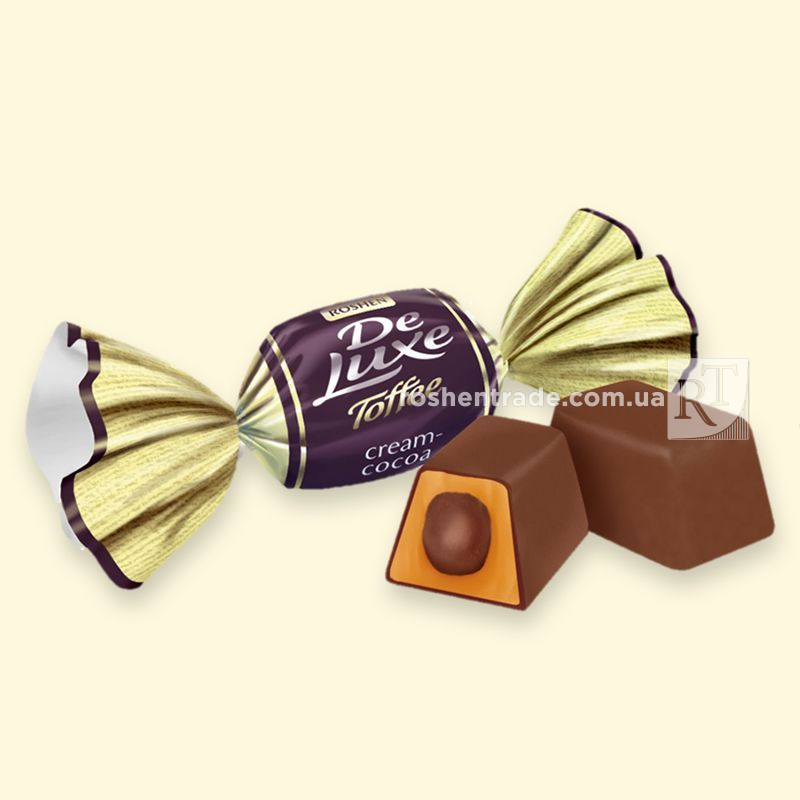 Цукерки Roshen DeLuxe тоффі з начинкою крем-какао (ТМ "Roshen")