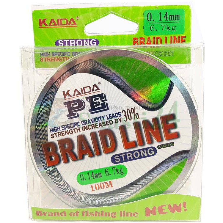 Шнур рибальський Kaida PE Braid line 100 м яскраво-зелений