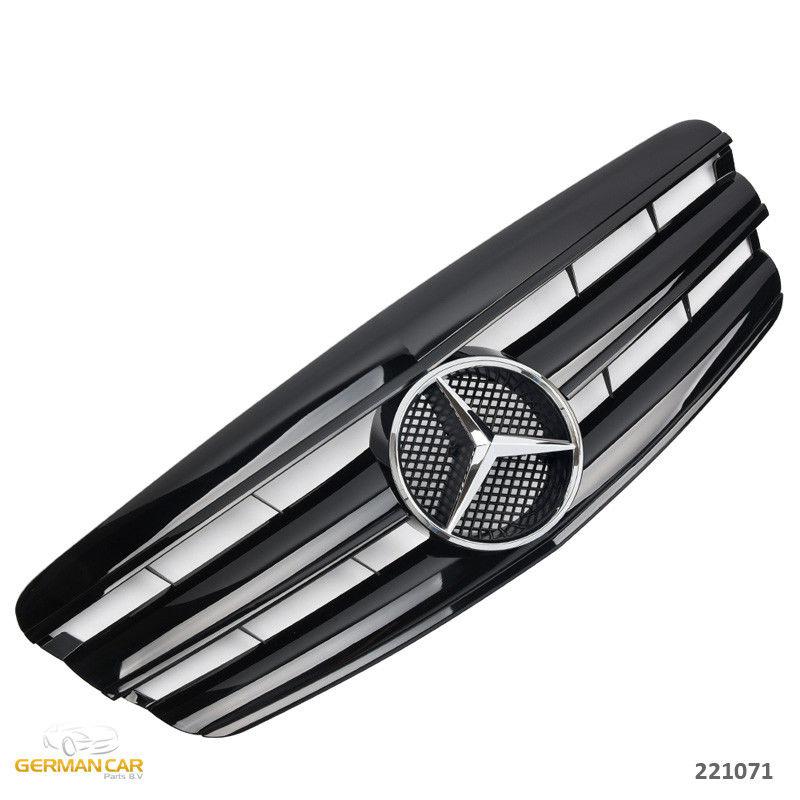Решітка радіатора Mercedes W221 (05-09) стиль AMG (чорний глянц + хром зірка)