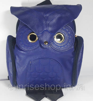 Рюкзак молодіжний для дівчинки "Сова" шкірозамінник синій, фото 2