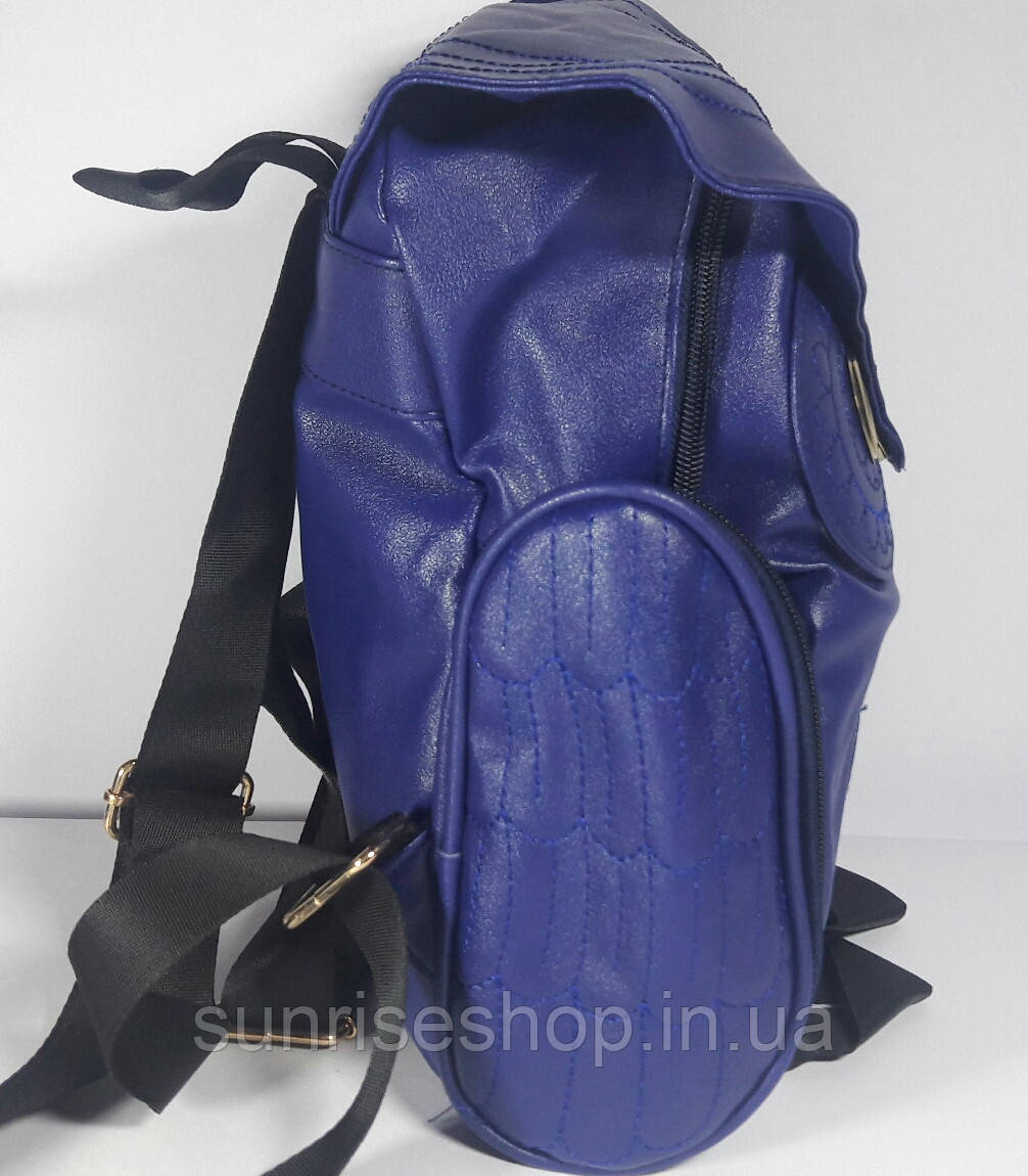 Рюкзак молодіжний для дівчинки "Сова" шкірозамінник синій - фото 3 - id-p660299031