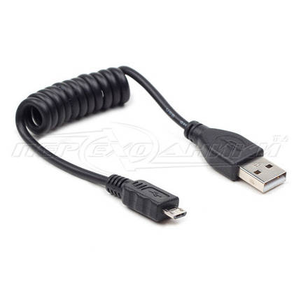 Кабель USB 2.0 - micro USB, спіральний, 0.6 м, фото 2