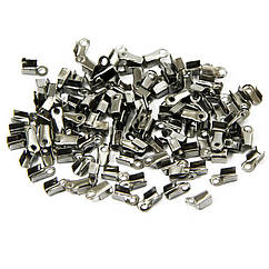 Концевики-Затискачі для Шнура, Залізо, Колір Збройова Сталь, 6x3x2.3мм, Отвір 1.2мм, 200 шт