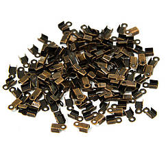Концевики-Затискачі для Шнура, Залізо, Колір Мідний, 6x3x2.3мм, Отвір 1.2мм, 200 шт