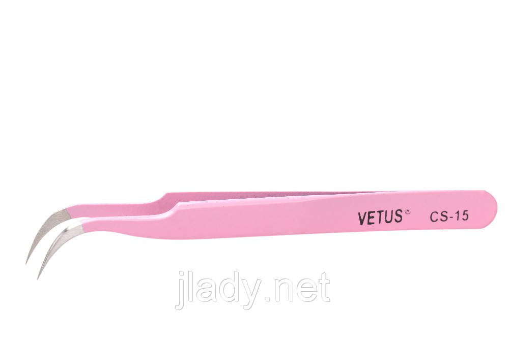 Пінцет рожевий для вій Vetus CS-15