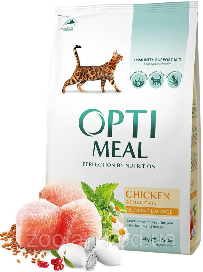 Optimeal Adult Cat для дорослих кішок із куркою, 4 кг