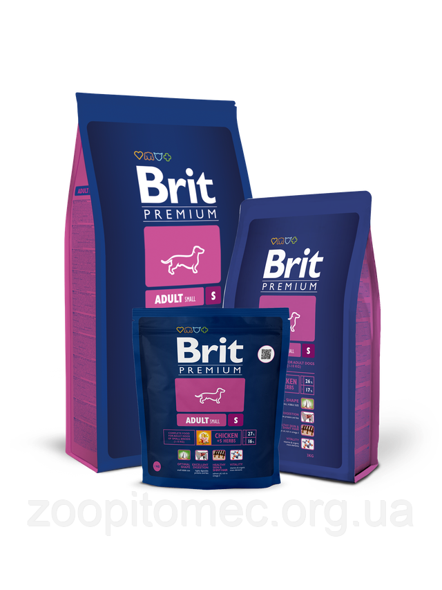 Корм Brit Premium Брит Преміум Dog Adult S для дорослих собак дрібних порід, 1 кг