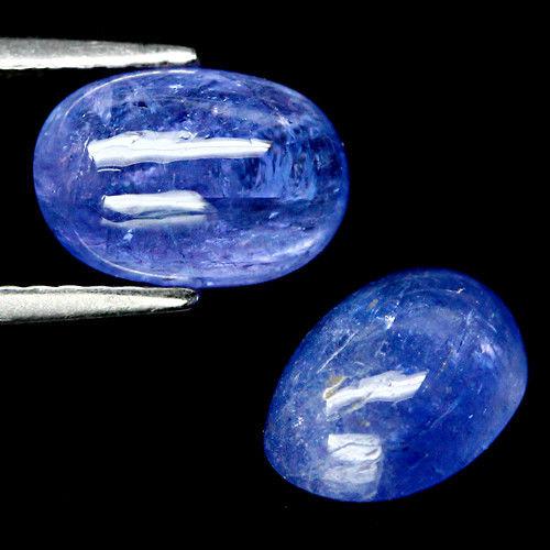 Танзанит натуральний кабошон пари 4.17 CT 6.2 X 9.0 X 4.1 - 6.2 X 9.0 X 4.0 mm.