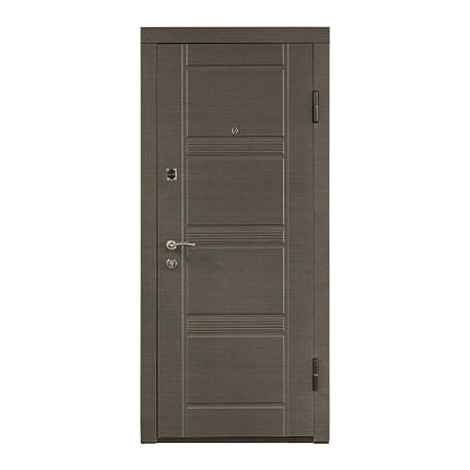 Двері вхідні металеві Міністерство дверей ПО-29 венге сірий горизонтальний 860*2050 права, фото 2