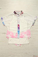 Блуза для дівчинки білого кольору з кольоровими вставками (122 см) Bulicca