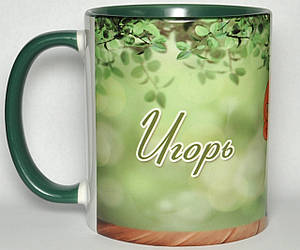 Чашка з ім'ям Ігор (темно-зелена)