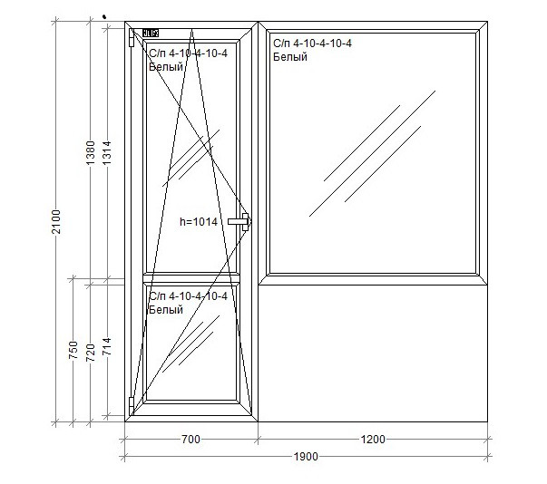 Балконный блок Decco 70 2,1м*1,9м двухкамерные стеклопакеты | Пластиковая балконная дверь с окном - фото 3 - id-p277203026