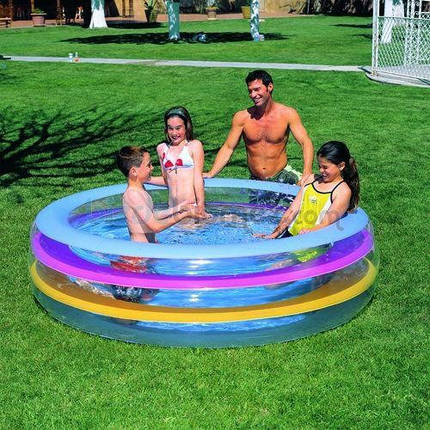 Басейн надувний дитячий прозорий триколірний Summer Wave Crystal Pool Bestway 51029, фото 2