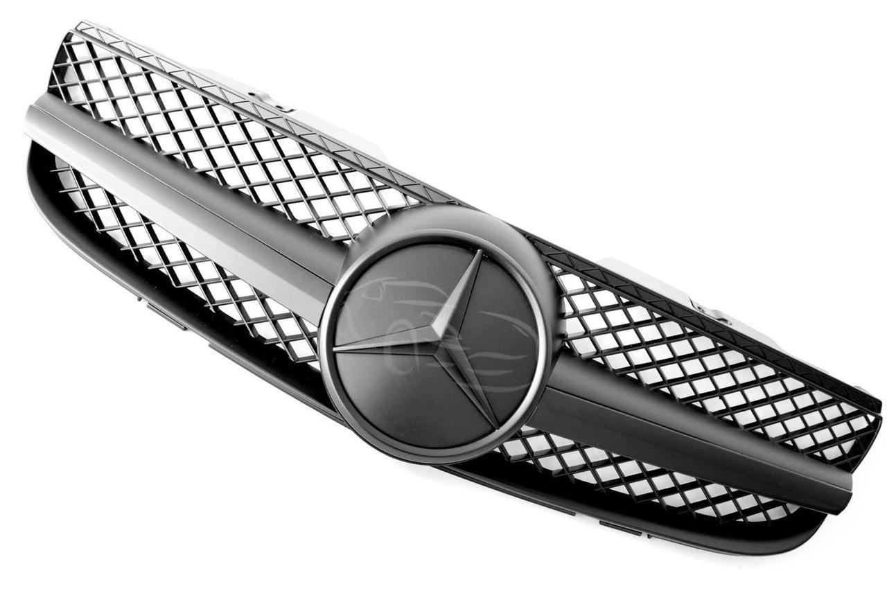 Решітка радіатора Mercedes SL R230 (06-08) стиль AMG (чорний мат + чорна зірка)