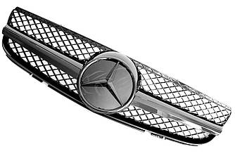Решітка радіатора Mercedes SL R230 (06-08) стиль AMG (чорний глянець + чорна зірка)