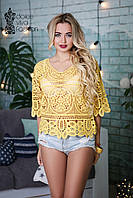 СТИЛЬНАЯ Женская блуза с макрамэ код 890-желтый