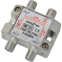 Спліттер (Splitter) ТВ 3-way 5-2400MHZ, з проходом живлення, корпус метал