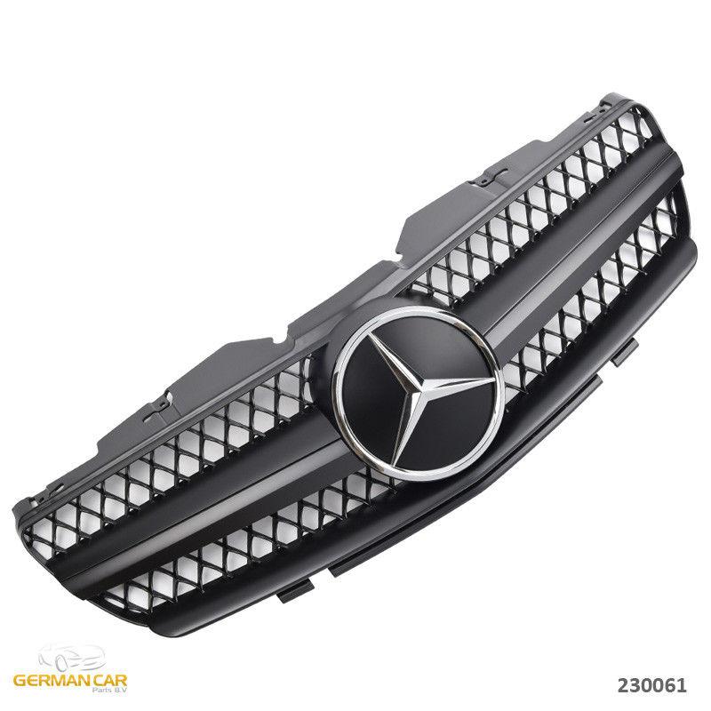 Решітка радіатора Mercedes SL R230 (01-06) стиль AMG (чорний мат + хром зірка), фото 1